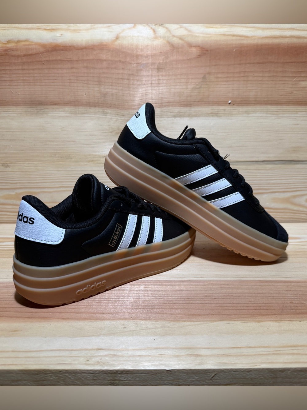 adidas VL Court Bold Platform Sneakers Black Gum Women’s 6.5 NEW